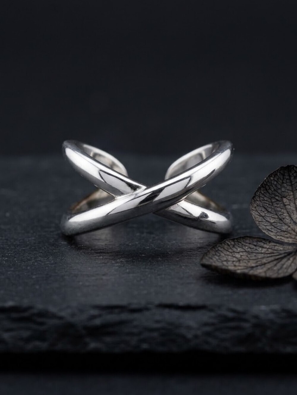 Criss Cross X Ring Adjustable Crossover Band 925 Sterling Silver Minimalist